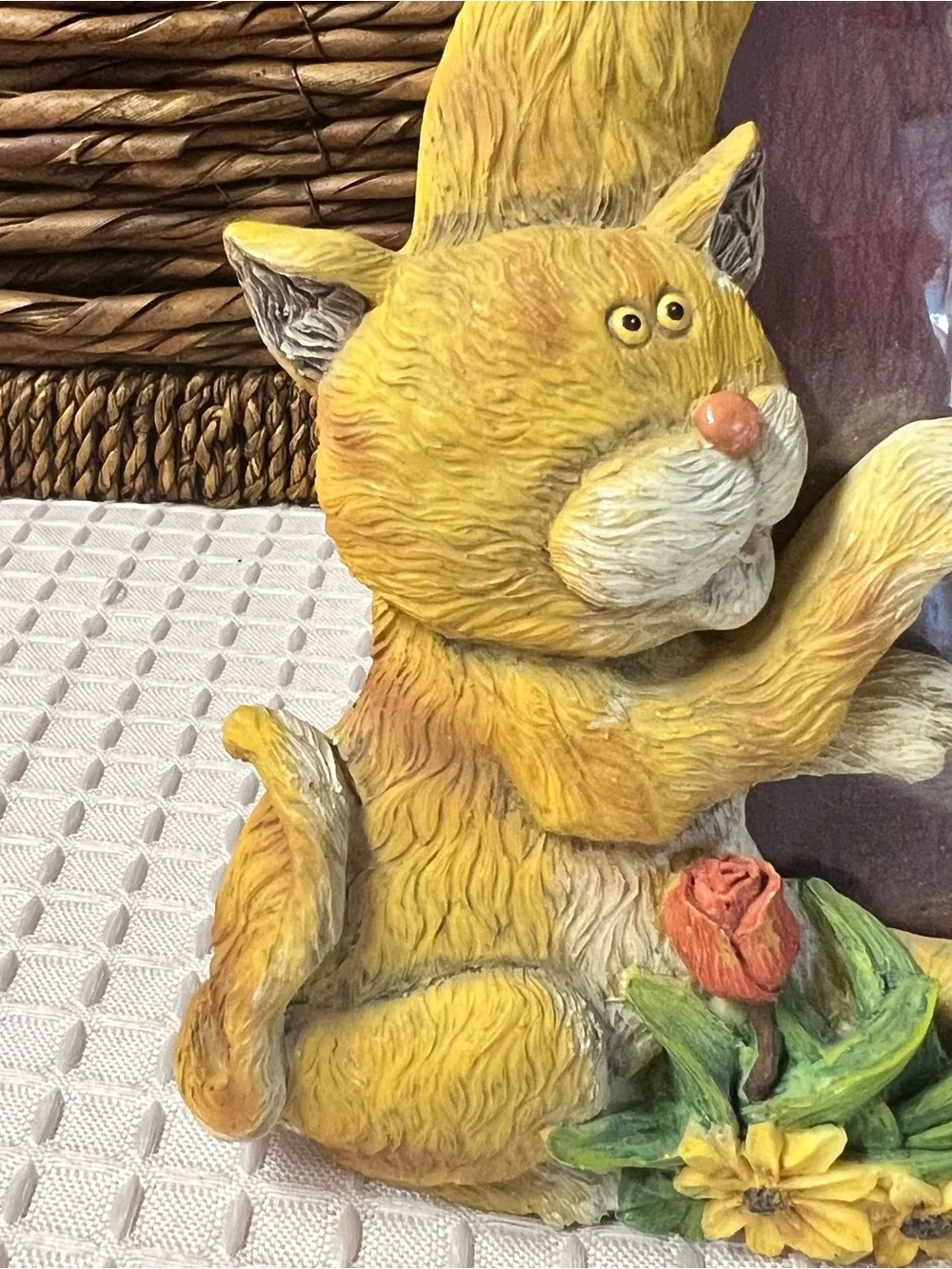 Orange Tabby Cat & Kitten Picture Frame 3D Resin Vintage Whimsical